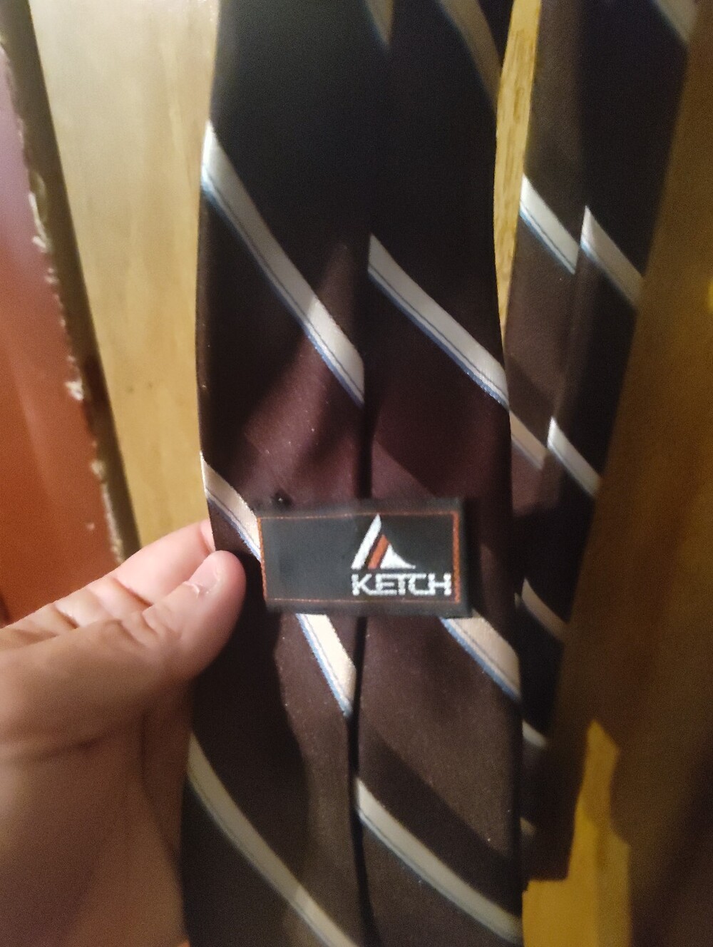 Ketch Men's Brown Striped Necktie